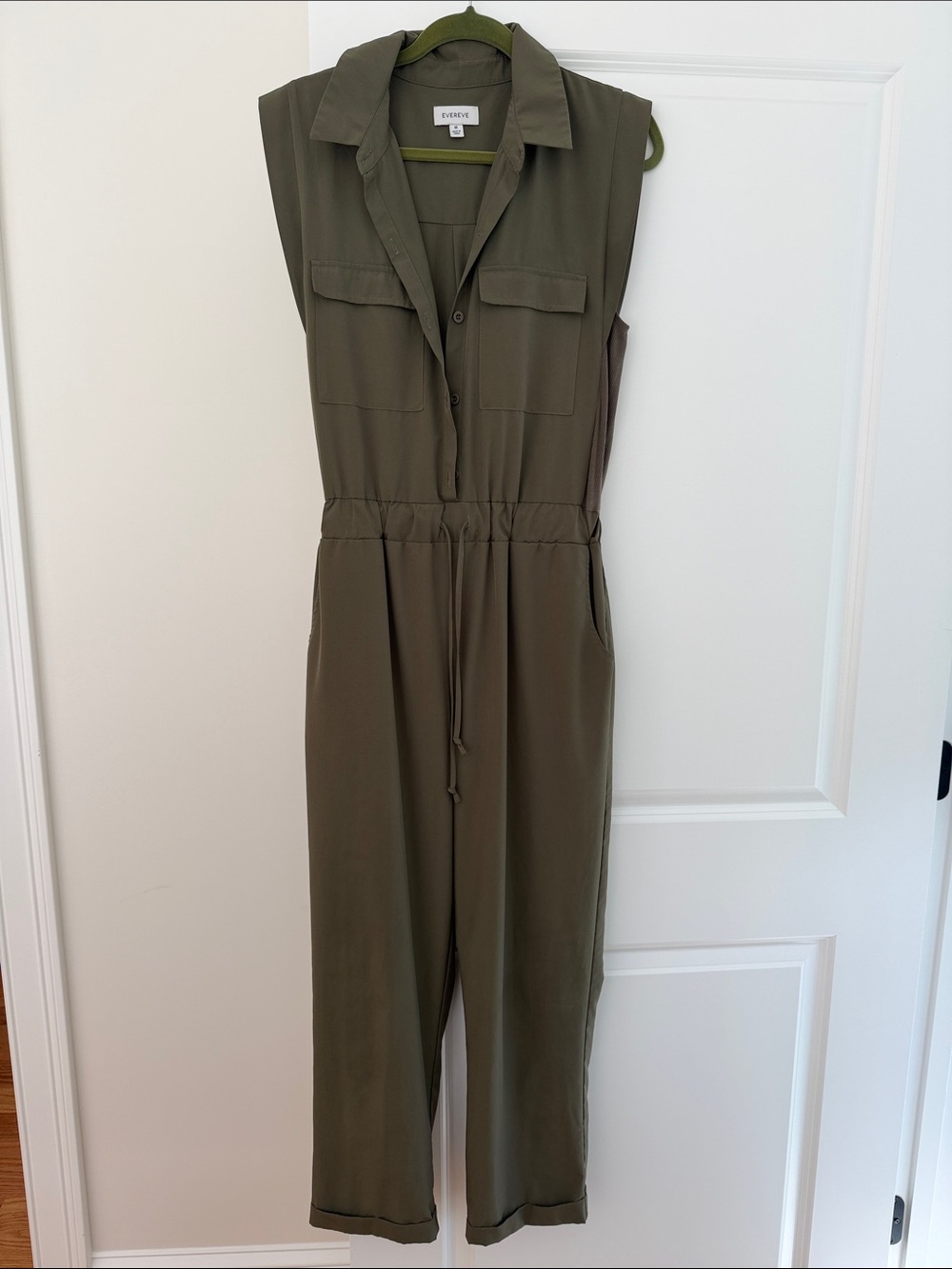 Evereve Olive Utility Drawstring Jumpsuit